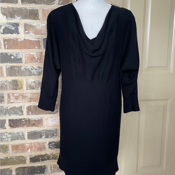 MICHAEL KORS Sweater Dress Logo Zip Shoulder Dolman Sleeve Cowl Neck Size M - Picture 1 of 11